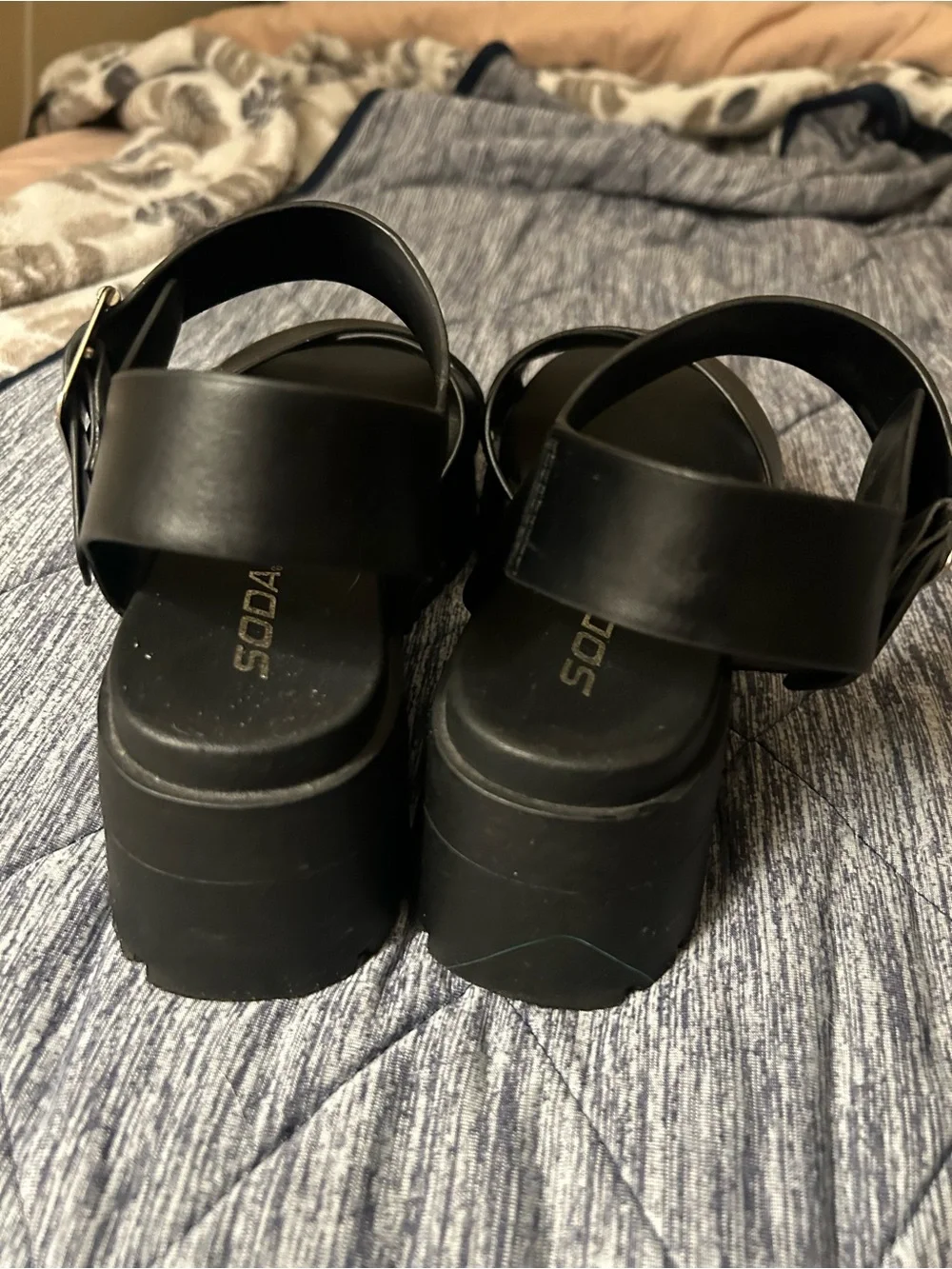 Soda Black Platform Sandals